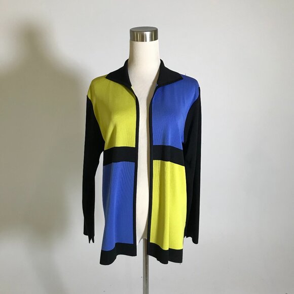 Blue and Yellow Misook Cardigan - Picture 1 of 3